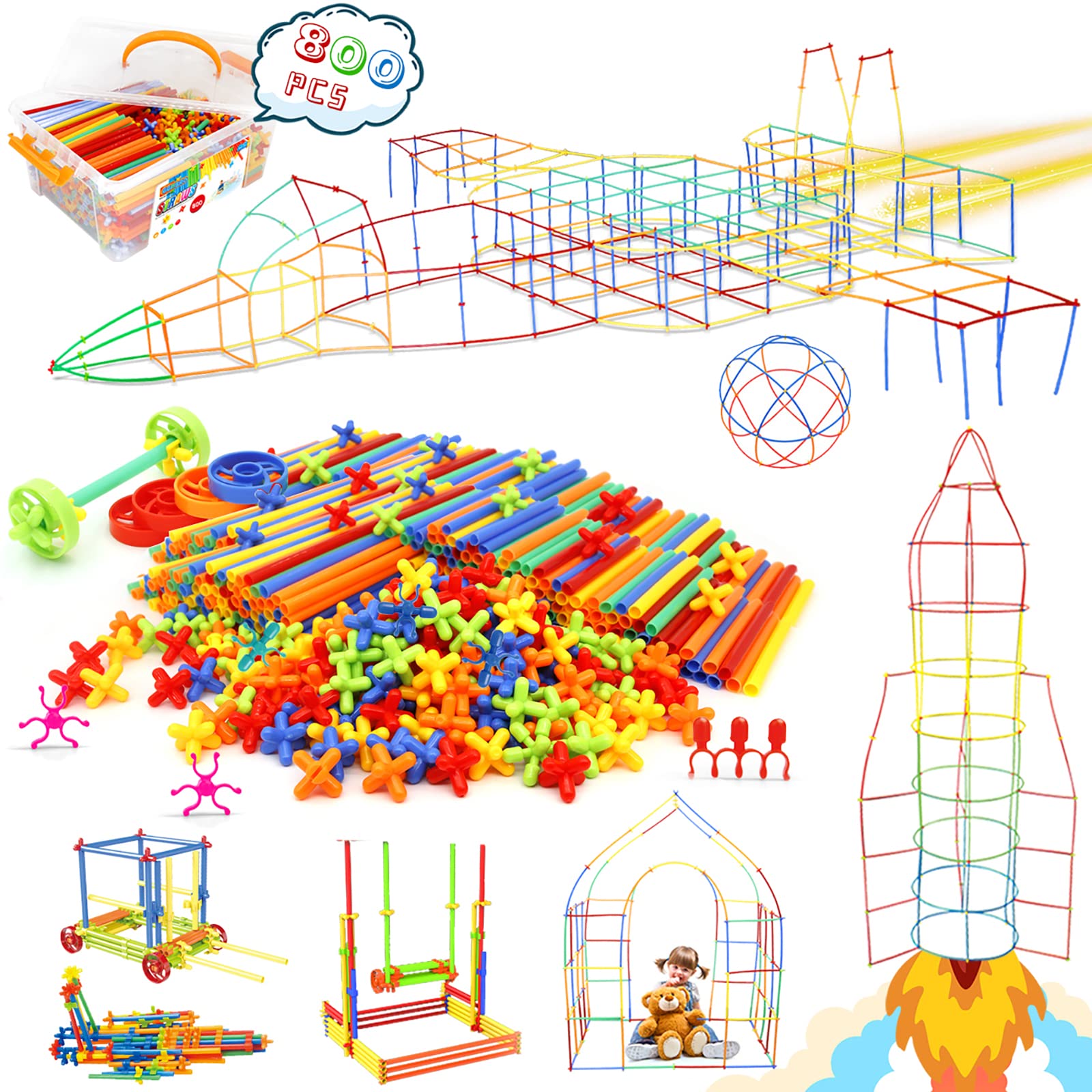 知育玩具 KOOV Starter Kit Expansion Set Amazon.com: Ggiibro Straw Constructor Toys 800Pcs STEM
